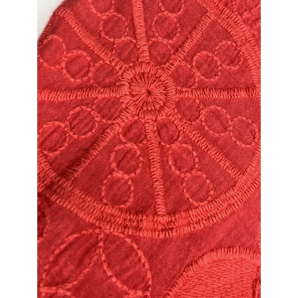 Chicos sz 2 L Eyelet lace 3/4 sleeve coral blouse top - Picture 3 of 8